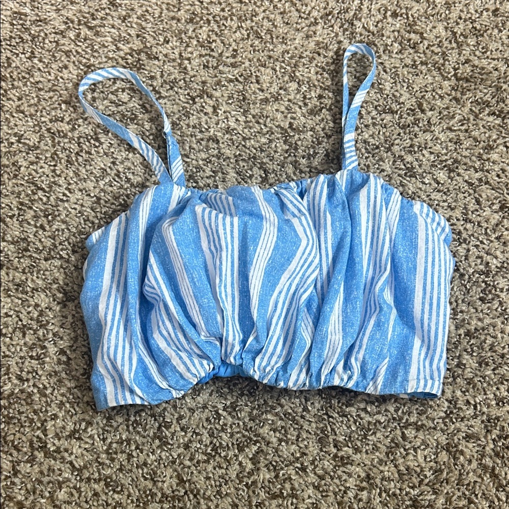 Wild Fable Blue and White Striped Crop Top